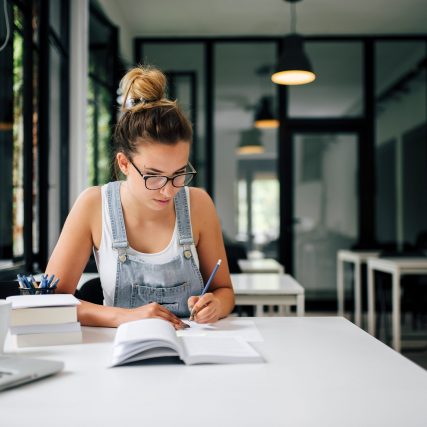 College student studying